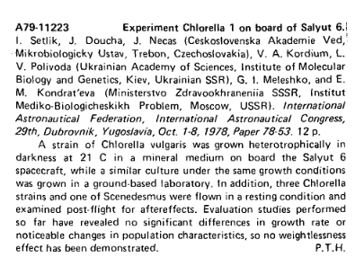 Chlorella Remek řasa vesmír NASA