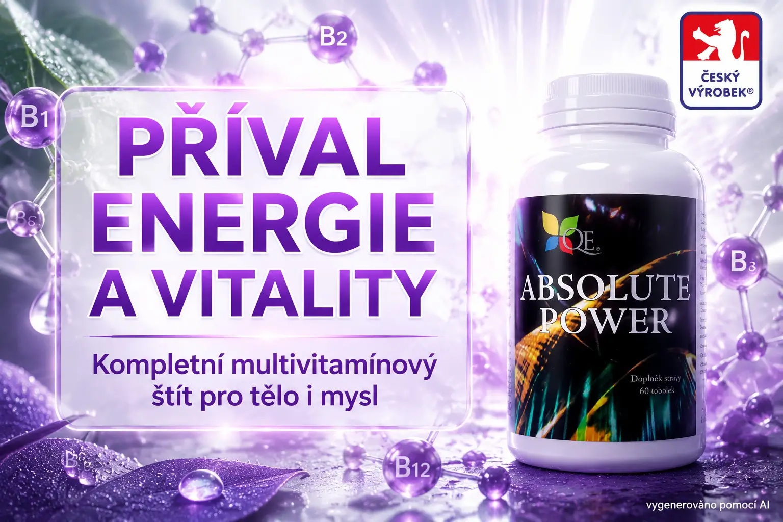Český Absolute Power: Synergický komplex vitaminů pro energii i krásu