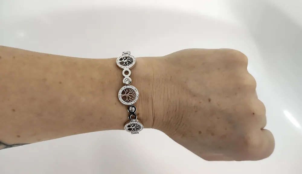 Náramek z chirurgické oceli STROM ŽIVOTA N18 s krystaly + krabička