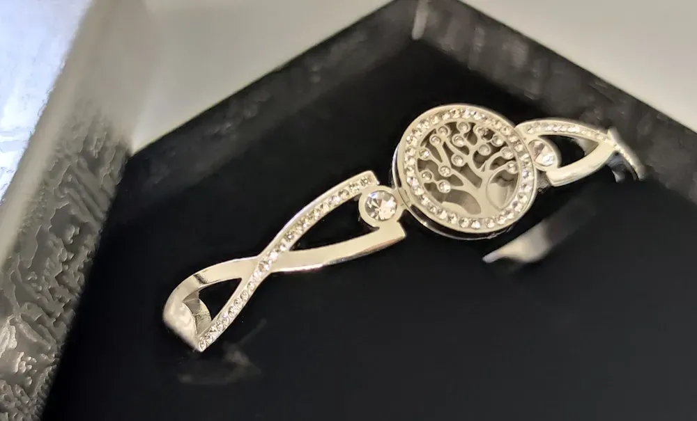 Náramek z chirurgické oceli STROM ŽIVOTA N19 s krystaly + krabička