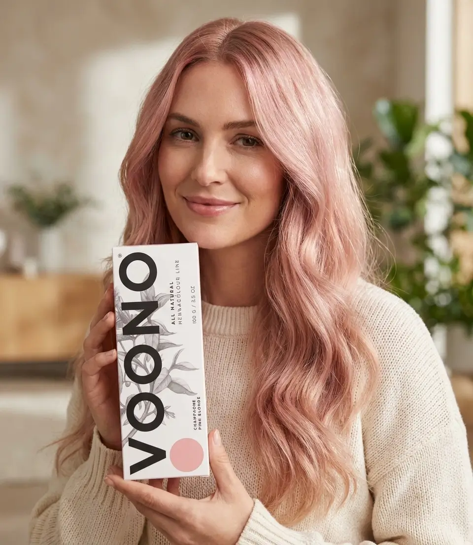 BARVA NA VLASY přírodní henna CHAMPAGNE PINK BLONDE Voono - na světlé vlasy s růžovým nádechem | 100 g
