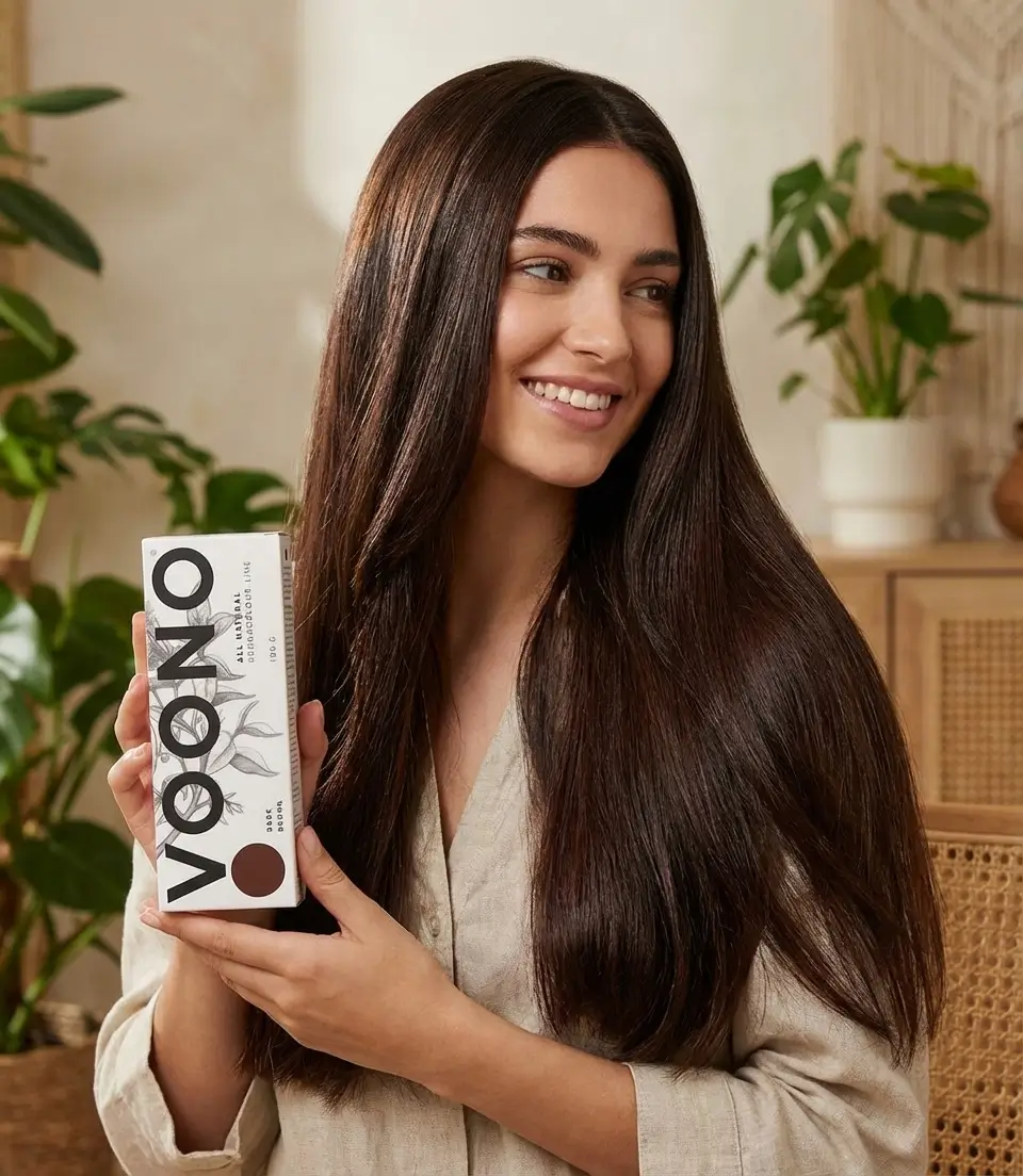 BARVA NA VLASY přírodní henna DARK BROWN Voono - tmavě hnědá, kávová | 100 g