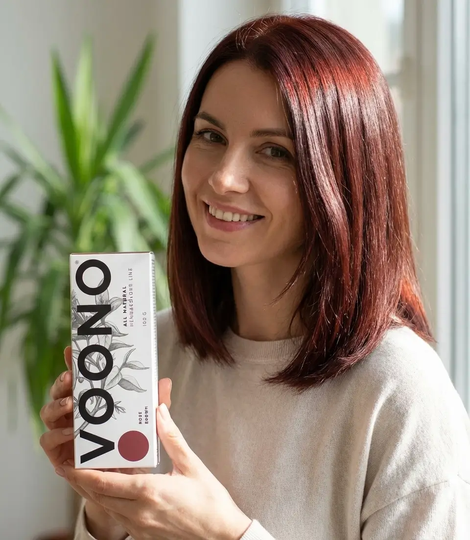 BARVA NA VLASY přírodní henna ROSE BROWN Voono - tmavě kaštanová s růžovým tónem | 100 g