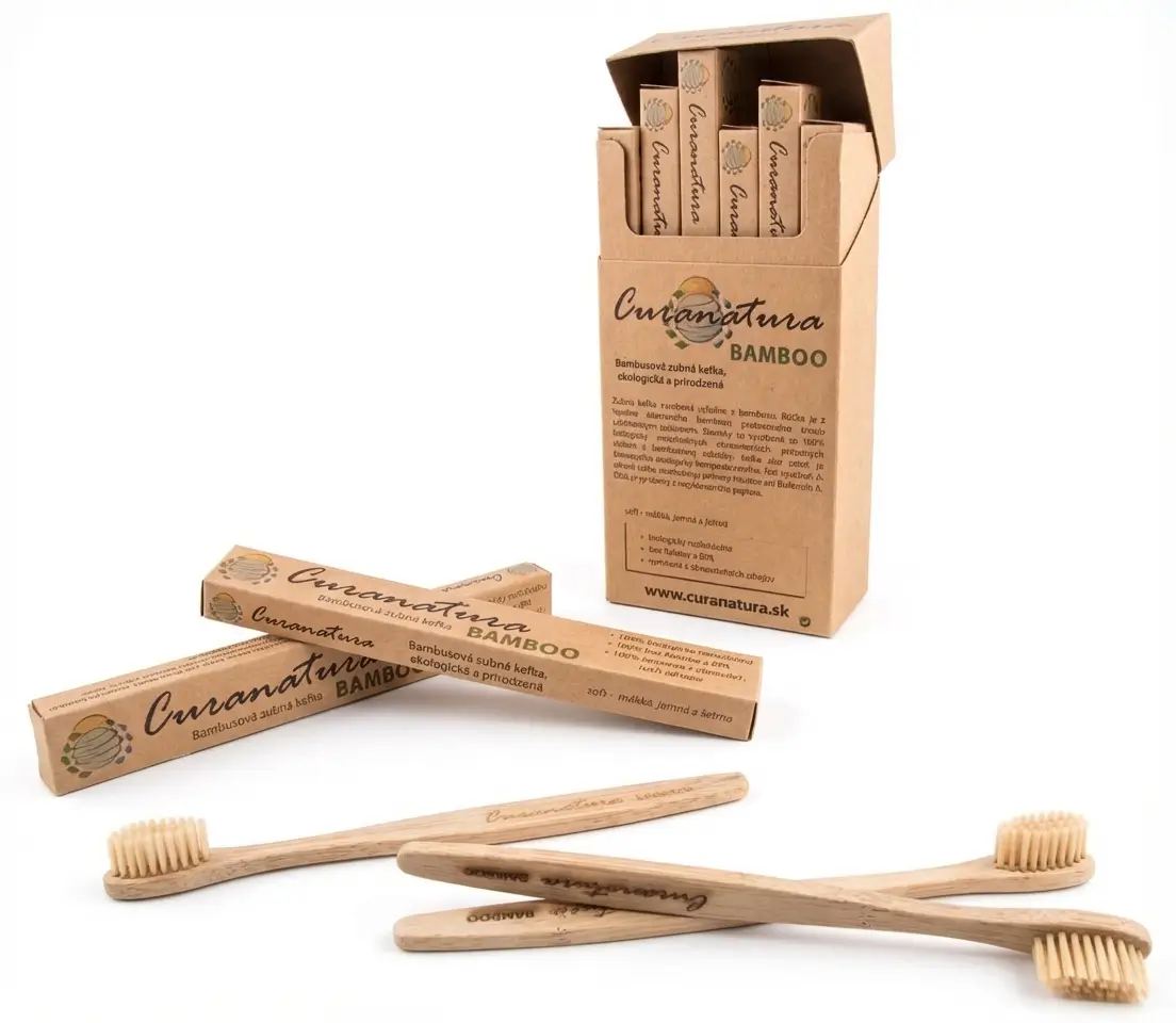 Bambusové zubní kartáčky s jemnými bambusovými štětinkami | sada 12 ks