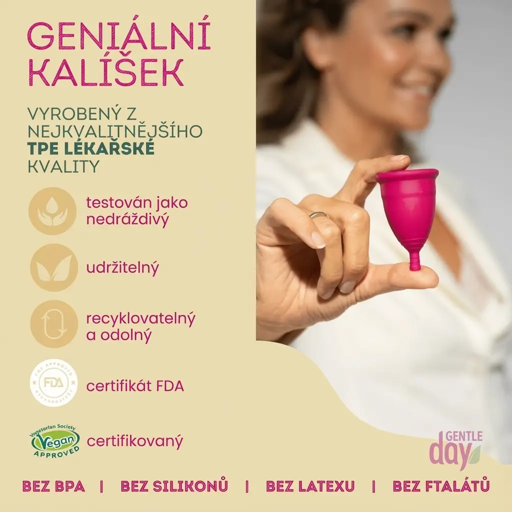 MENSTRUAČNÍ KALÍŠEK Genial Day z hypoalergenního termoplastického elastomeru lékařské kvality - LARGE (L)