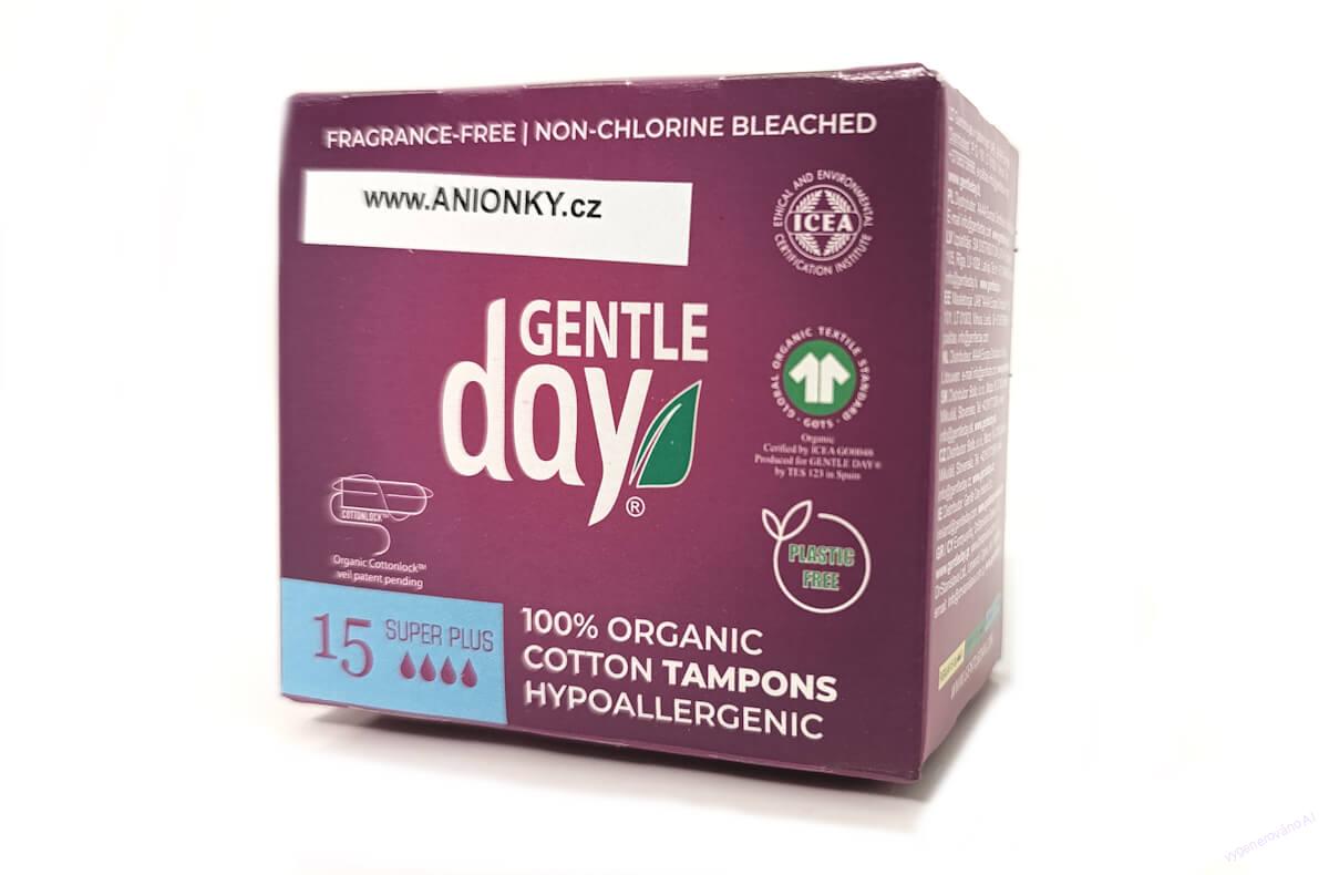 TAMPÓNY z BIO bavlny Gentle Day SUPER PLUS | pro velmi silnou menstruaci | 15 ks v balení
