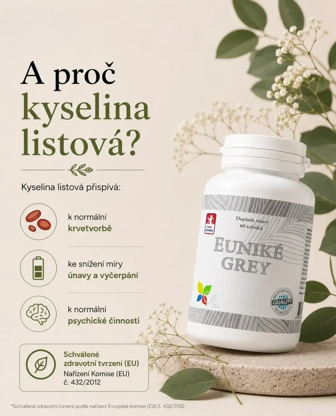 EUNIKÉ GREY při zvýšeném vypětí | hořčík, vitamin B6, niacin, kys. listová (B11) | zvýšený účinek mikronizací | český výrobek | 60 tobolek