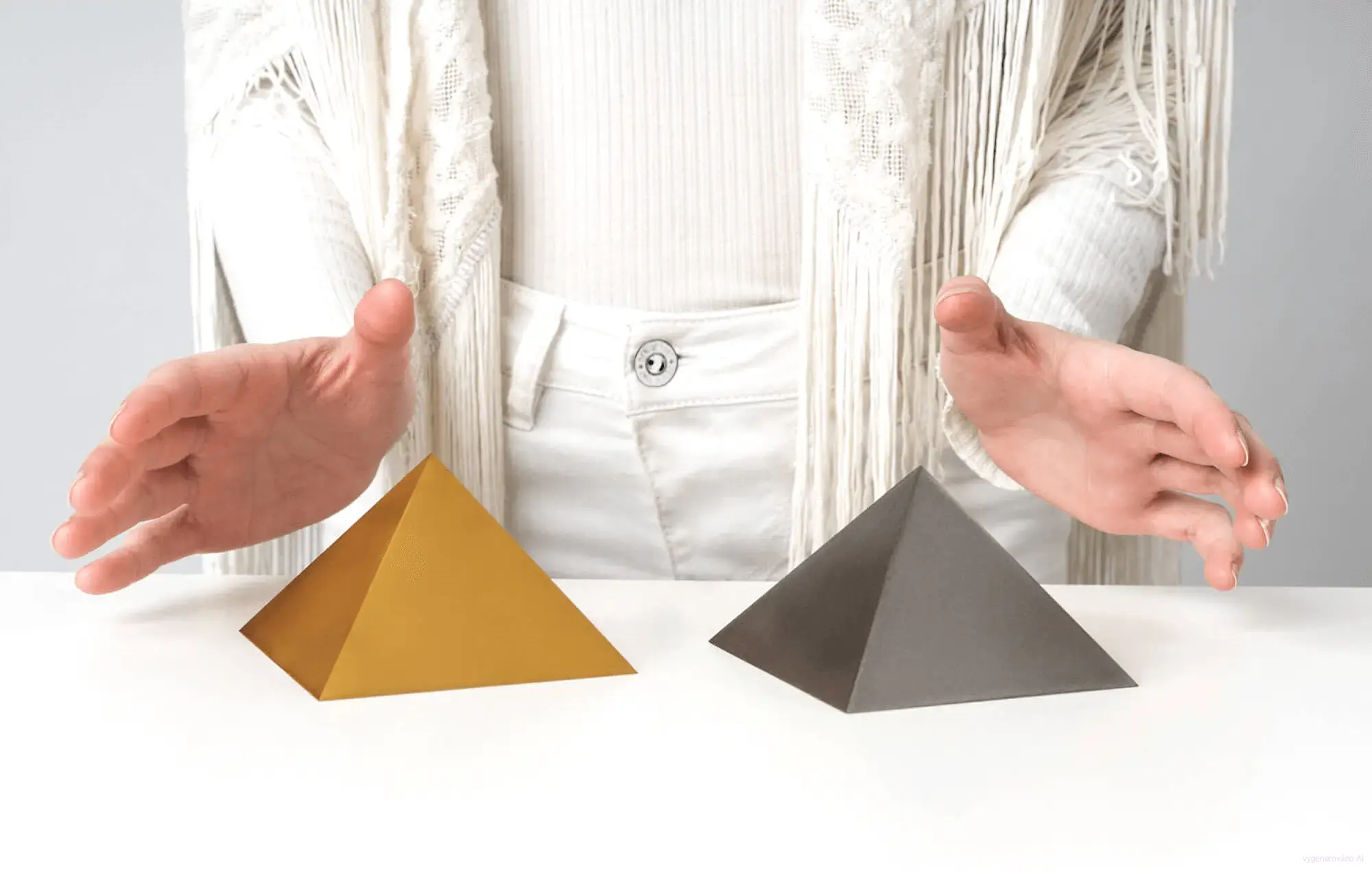 Titanová pyramida 15 x 15 cm "ZLATÁ" s úhly stran 51,85°
