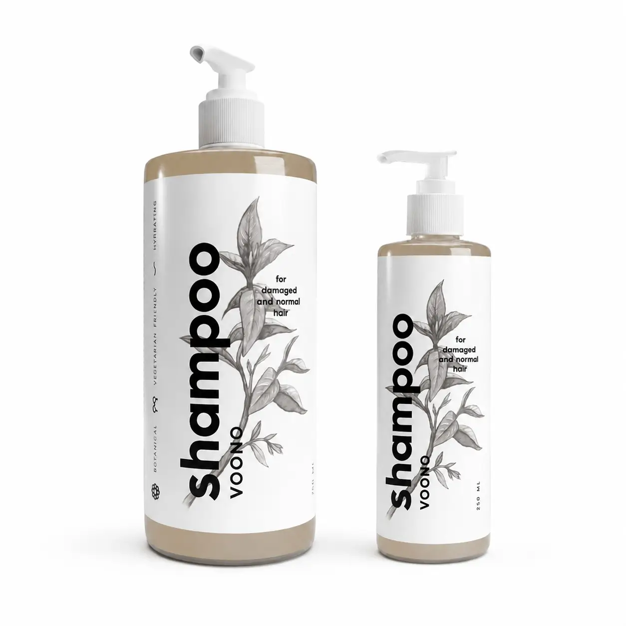 ŠAMPON pro POŠKOZENÉ a SUCHÉ vlasy | hydratační | přírodní | Voono | 250 ml | 750 ml